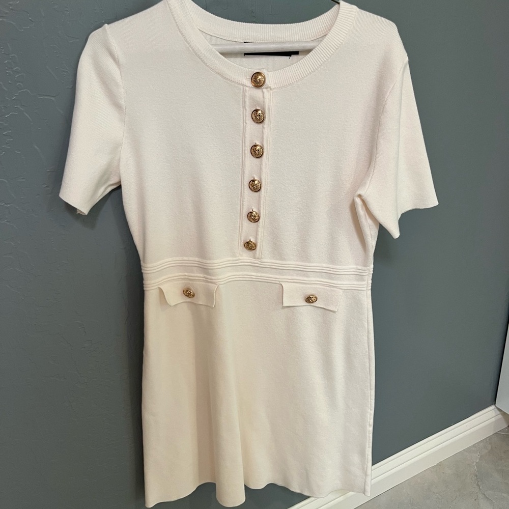 White Formal Dress with Buttons (Amazon)